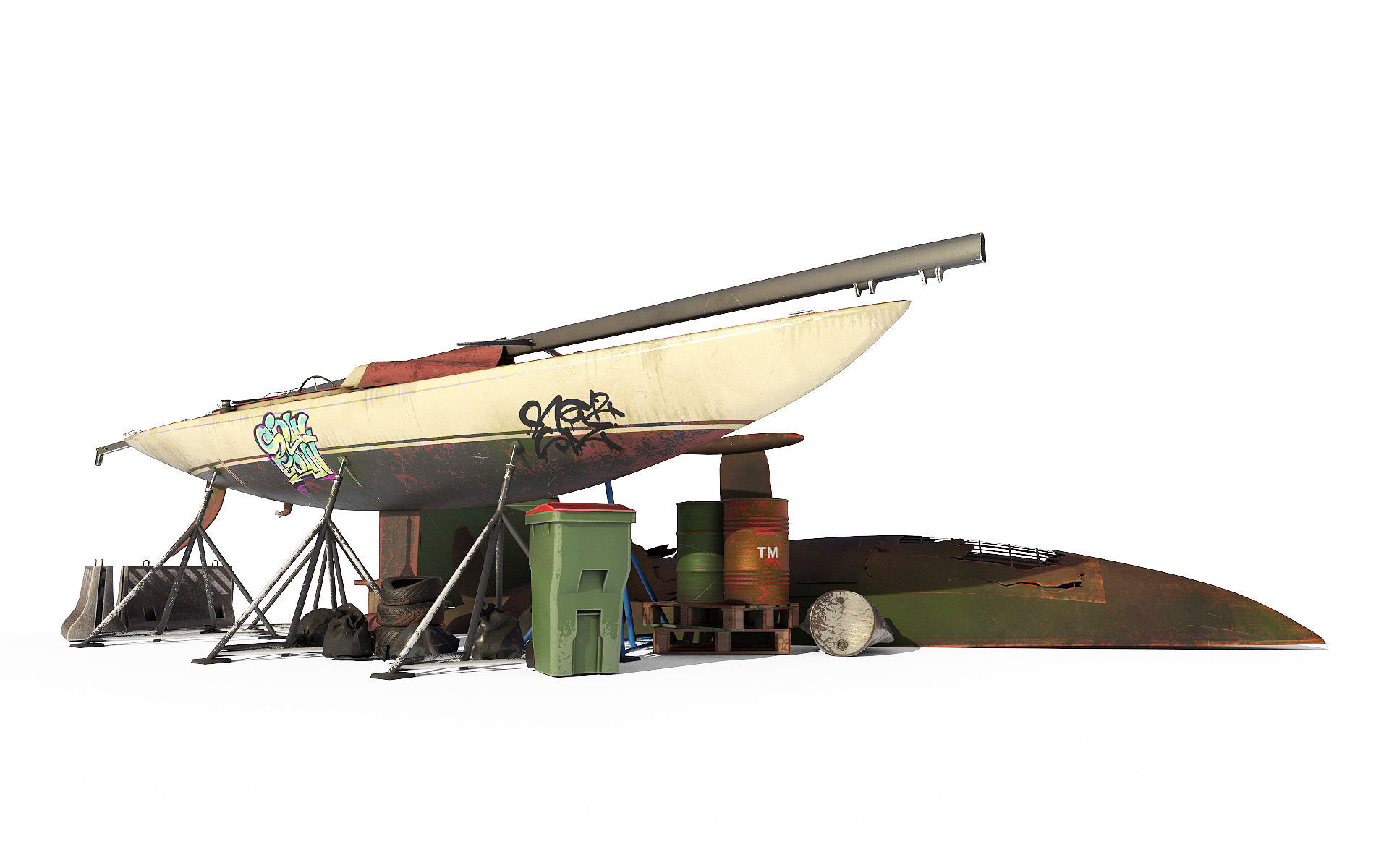 Abandone Yacht 02 3D model_5