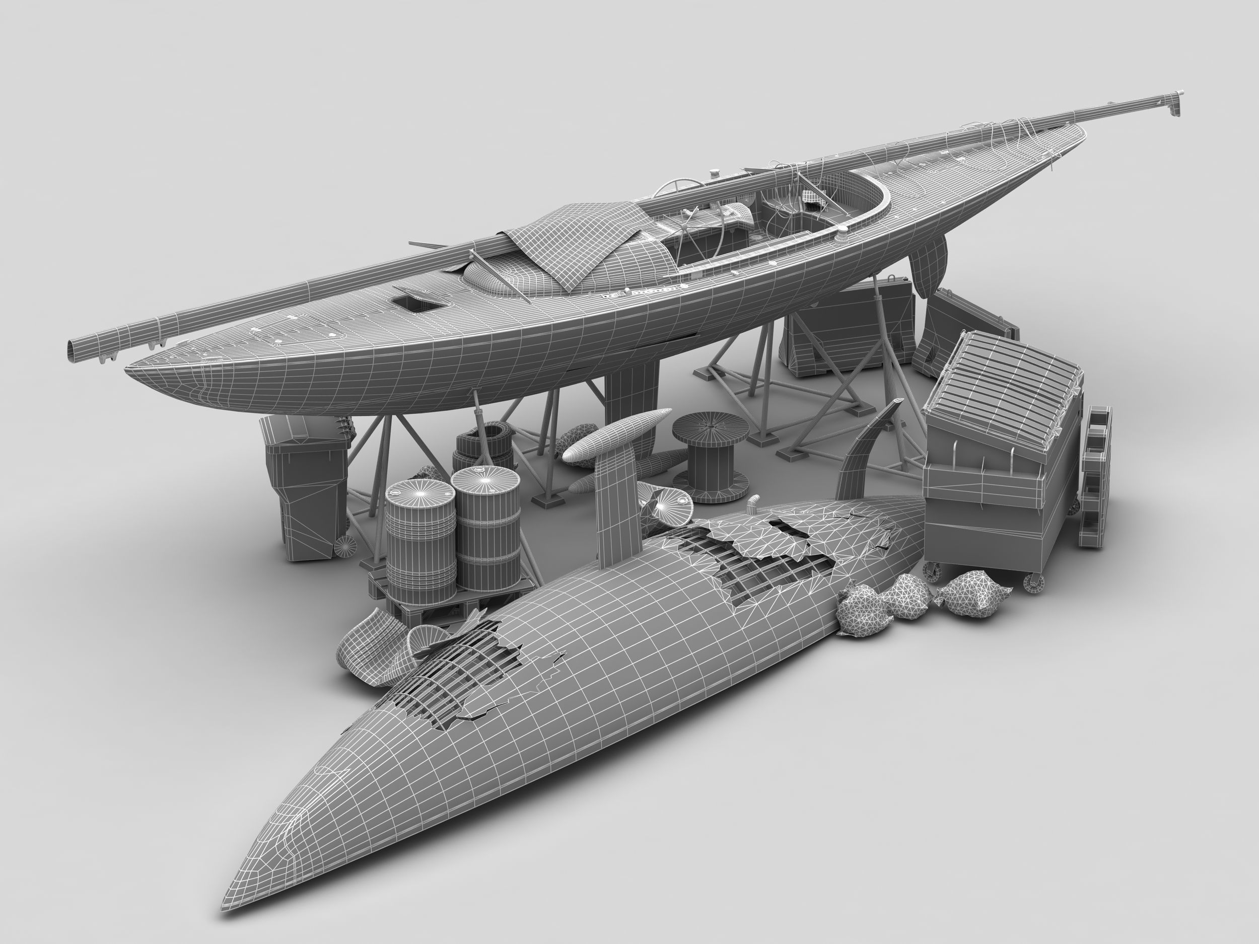 Abandone Yacht 02 3D model_8
