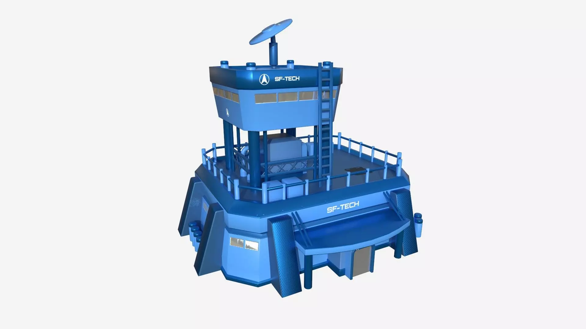 SciFi Facility B03 Blue - Sci Fi Exterior Design Low-poly 3D model_0