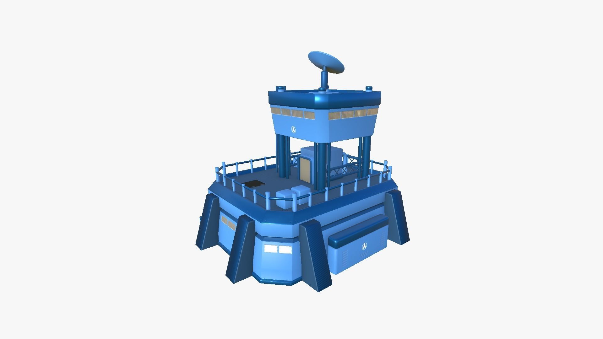 SciFi Facility B03 Blue - Sci Fi Exterior Design Low-poly 3D model_3