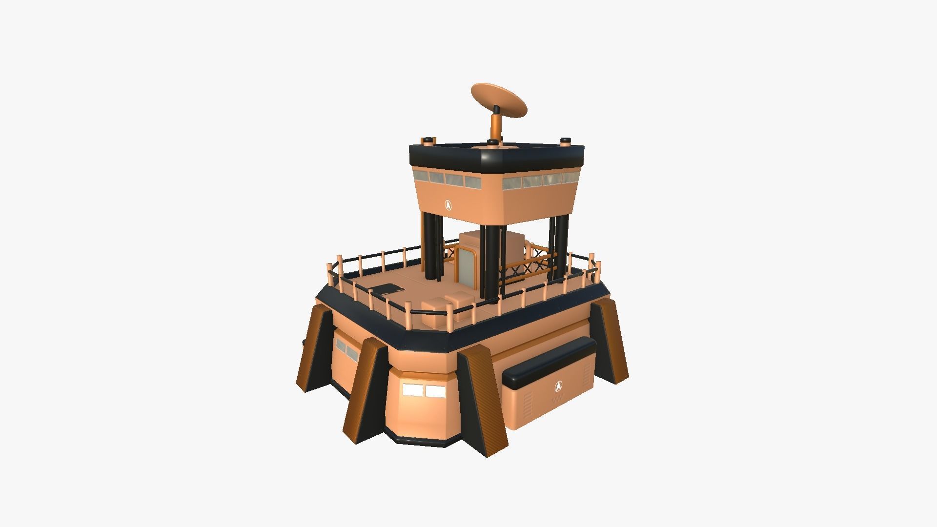 SciFi Facility B04 Orange - Sci Fi Exterior Design Low-poly 3D model_3