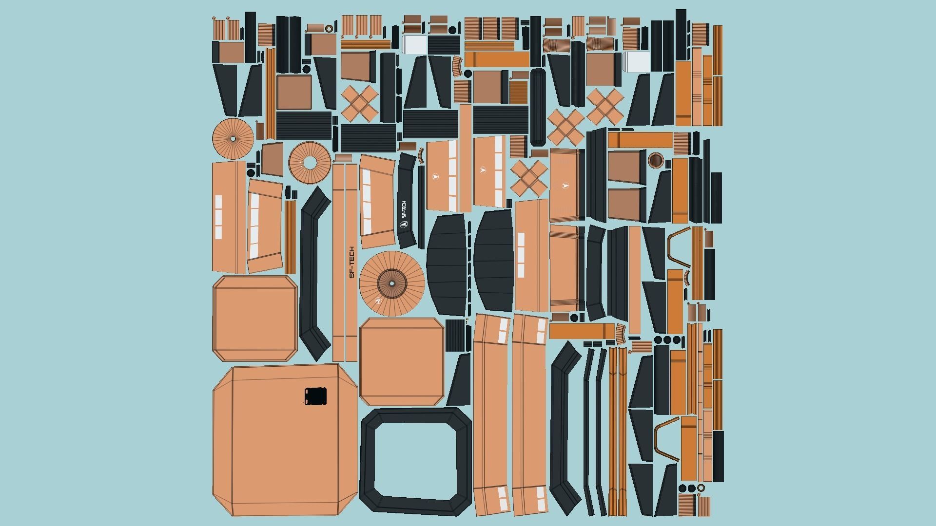 SciFi Facility B04 Orange - Sci Fi Exterior Design Low-poly 3D model_5