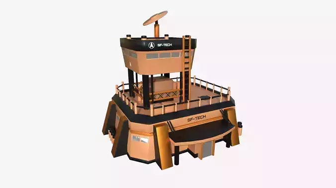 SciFi Facility B04 Orange - Sci Fi Exterior Design Low-poly 3D model