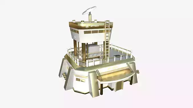 SciFi Facility B11 Gold - Sci Fi Exterior Design Low-poly 3D model