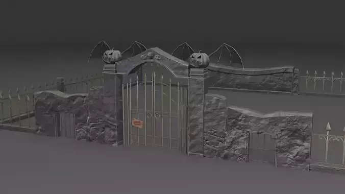 PBR Cemetery Gate 3D model