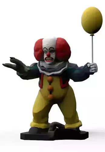 Pennywise clown figurine holding balloon 3D print model