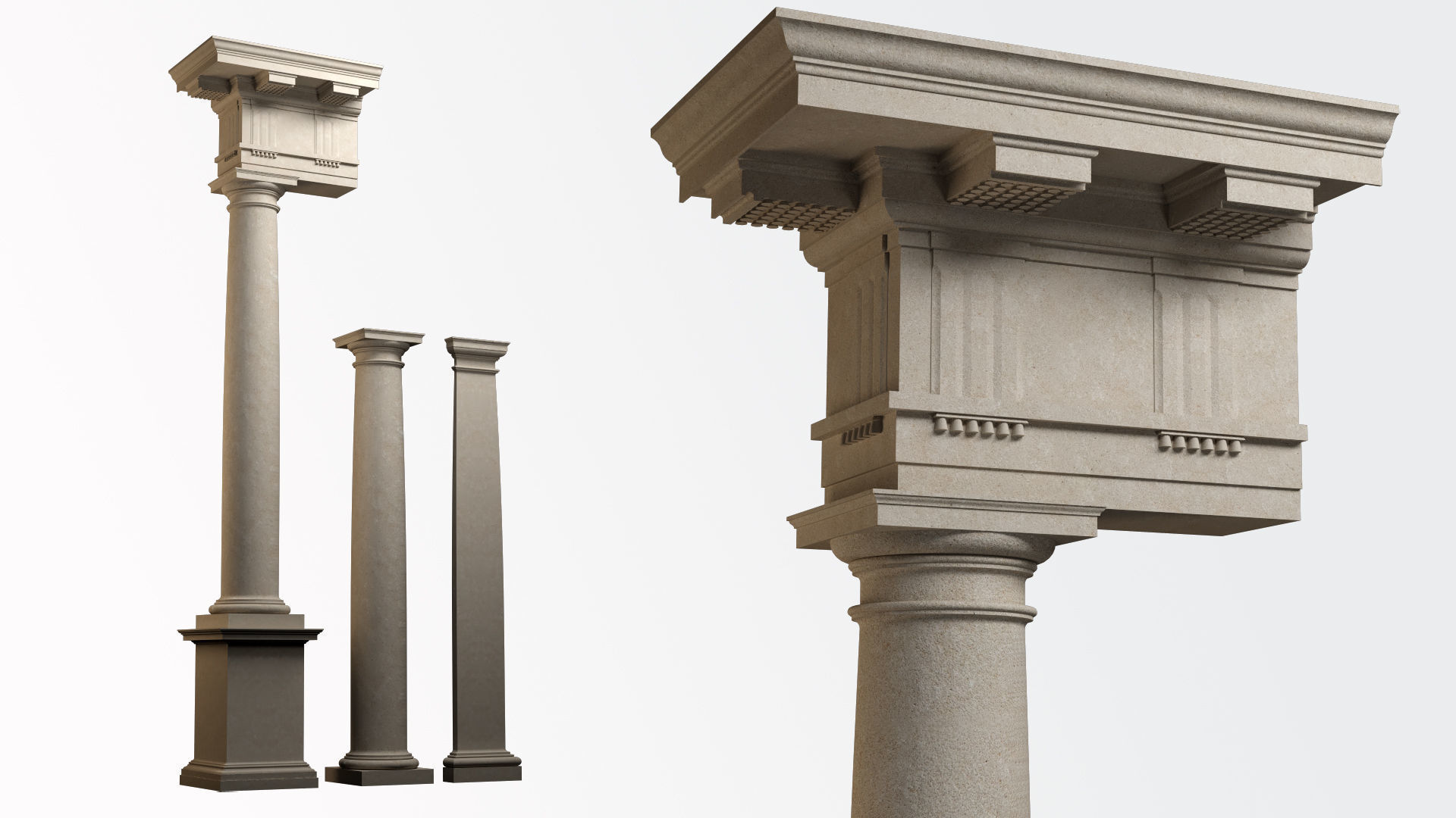 Doric mutulary  Column pedestal  Doric Order Vignola  3D model_2