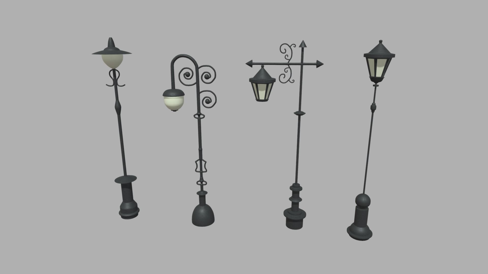 Street Lights Pack Low-poly 3D model_3
