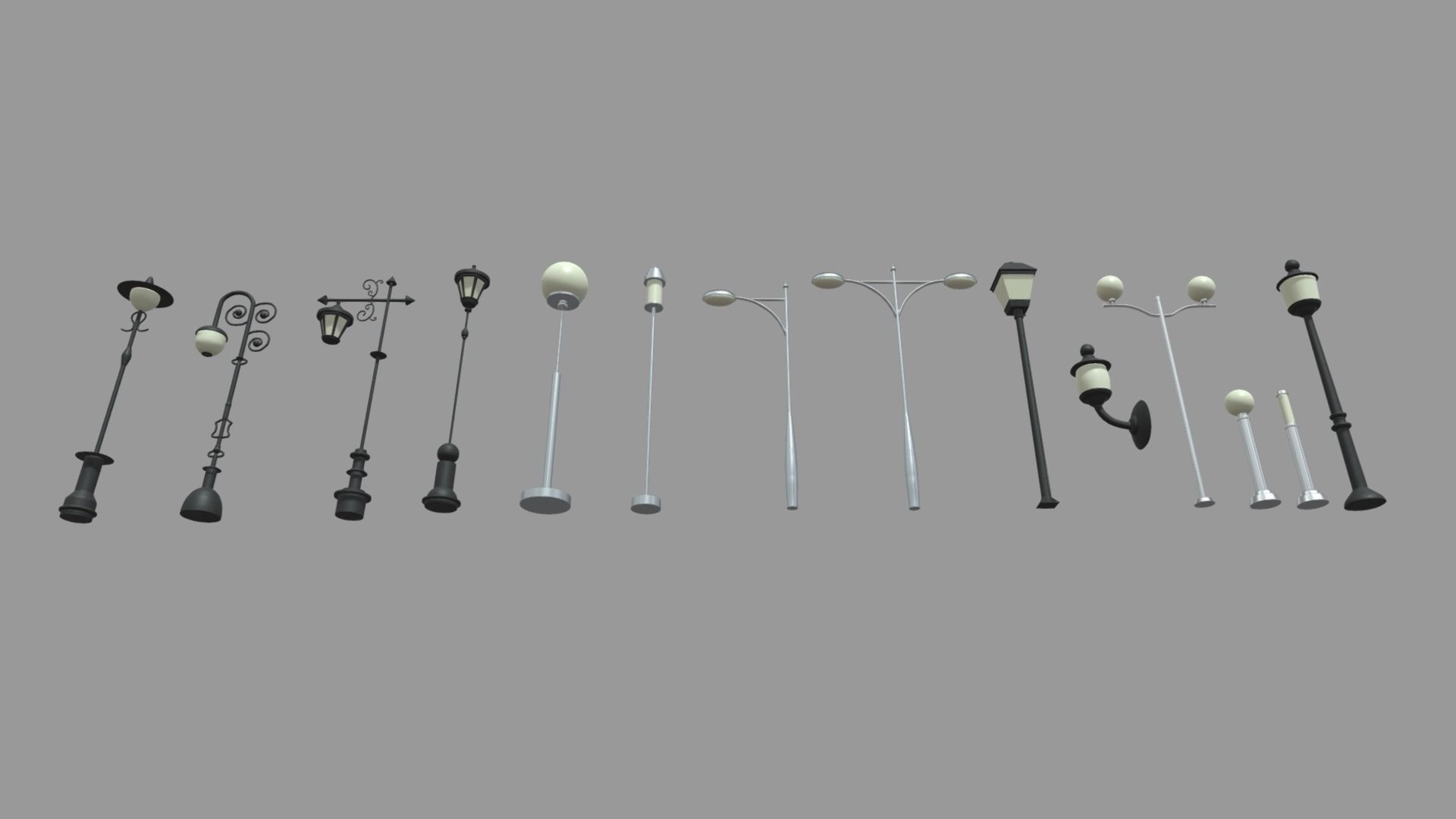 Street Lights Pack Low-poly 3D model_1