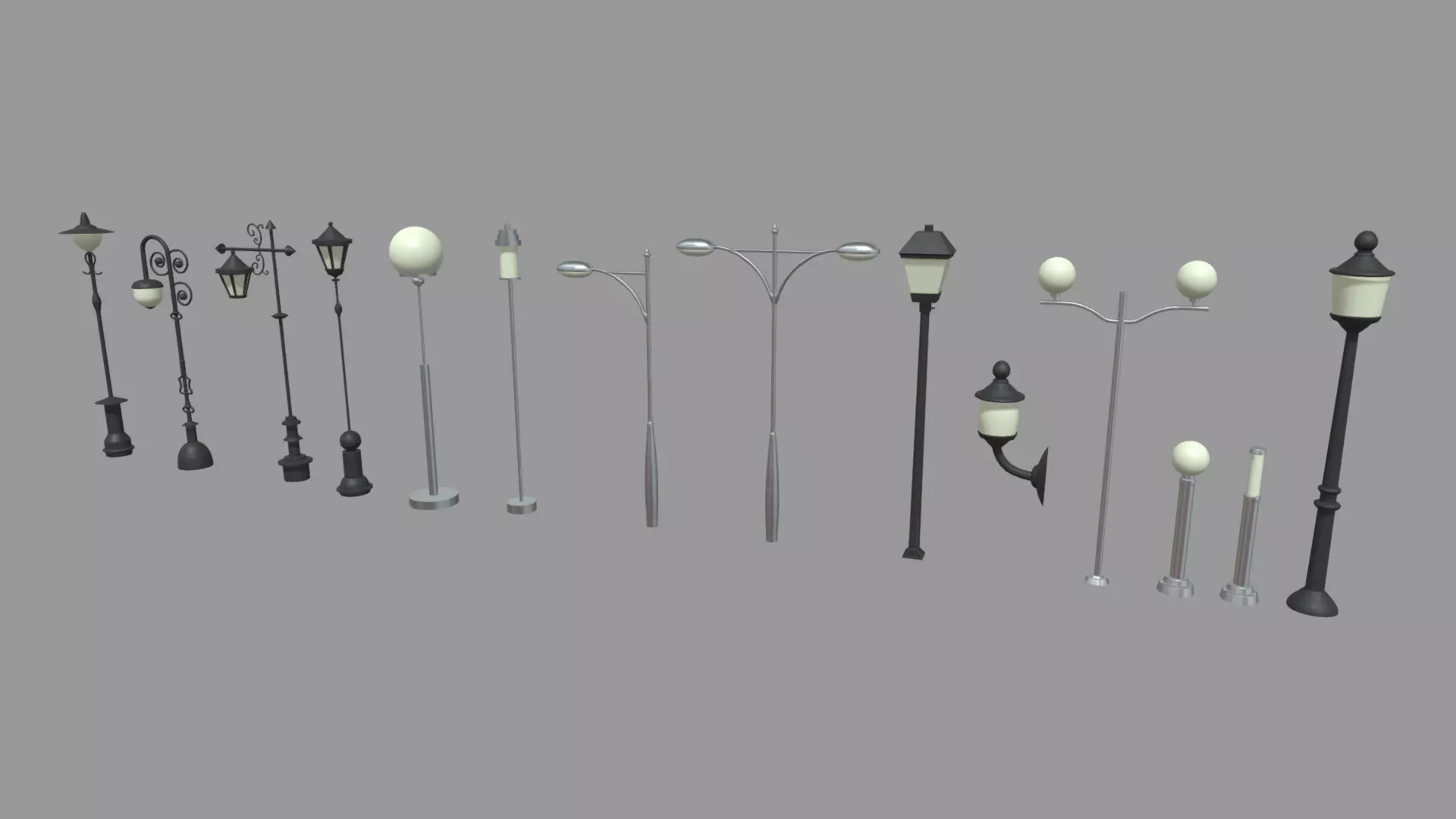 Street Lights Pack Low-poly 3D model_0