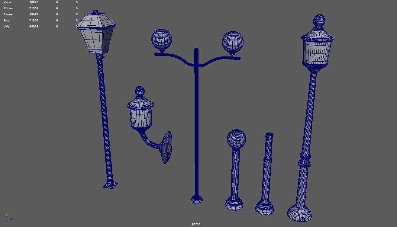 Street Lights Pack Low-poly 3D model_11