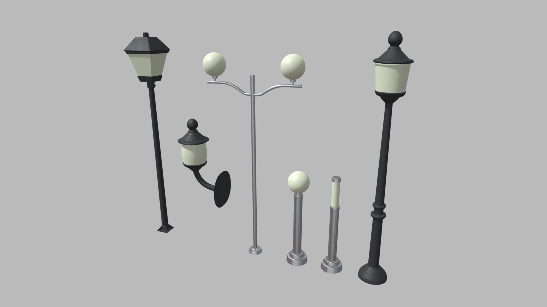 Street Lights Pack Low-poly 3D model_9