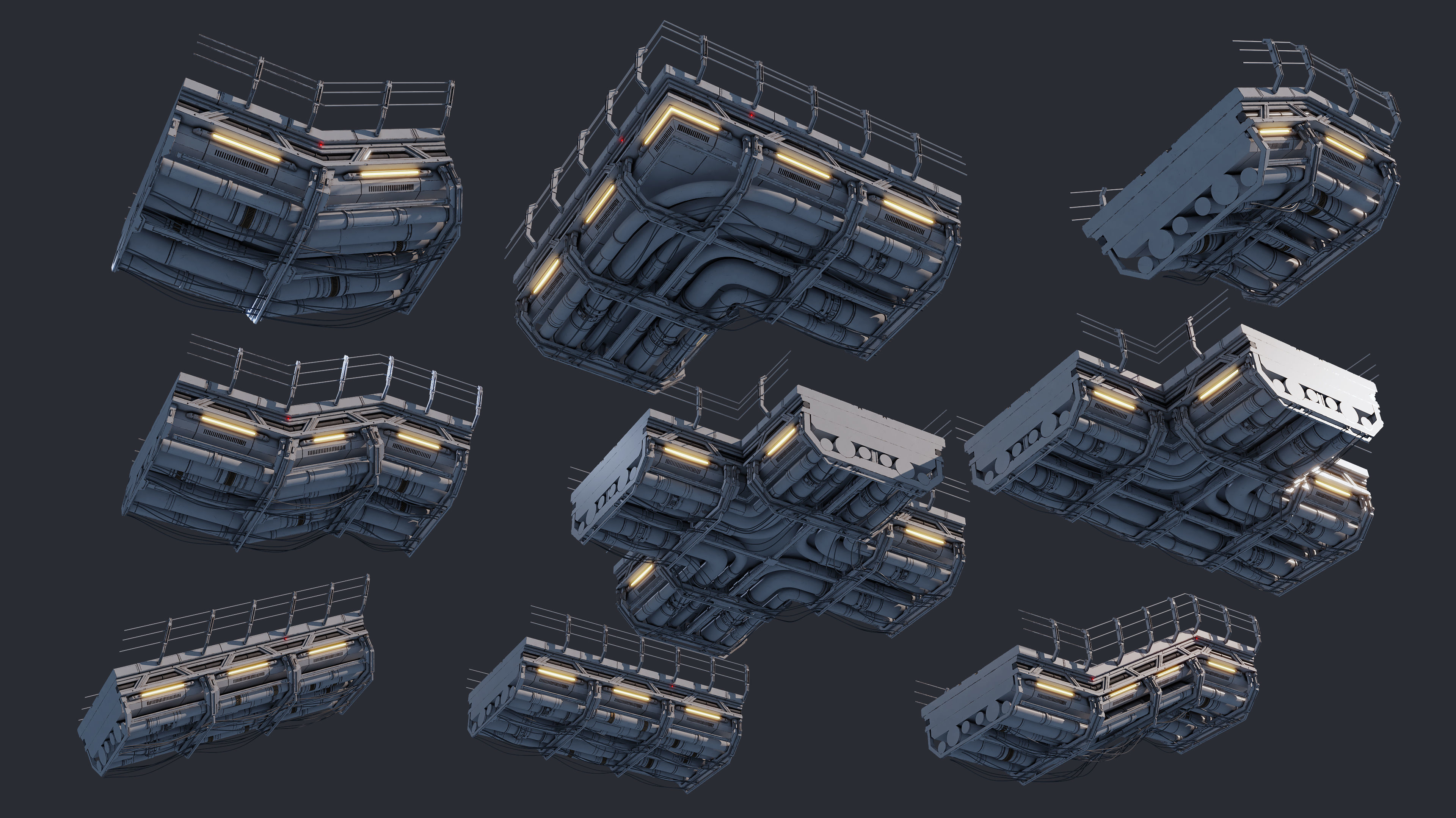 Sci-Fi Road Bridge Kitbash Vol 01 Low-poly 3D model_5