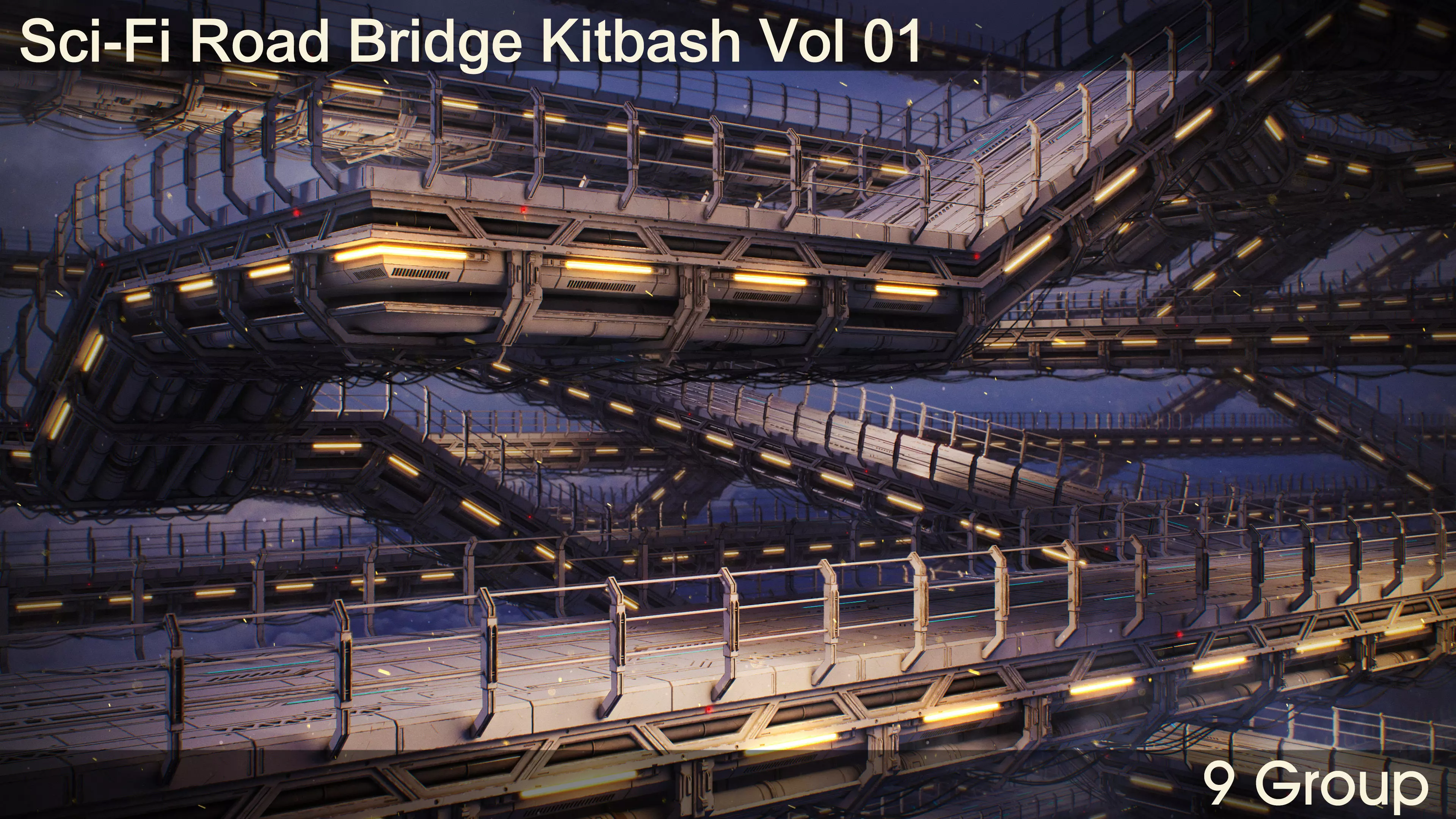 Sci-Fi Road Bridge Kitbash Vol 01 Low-poly 3D model_0