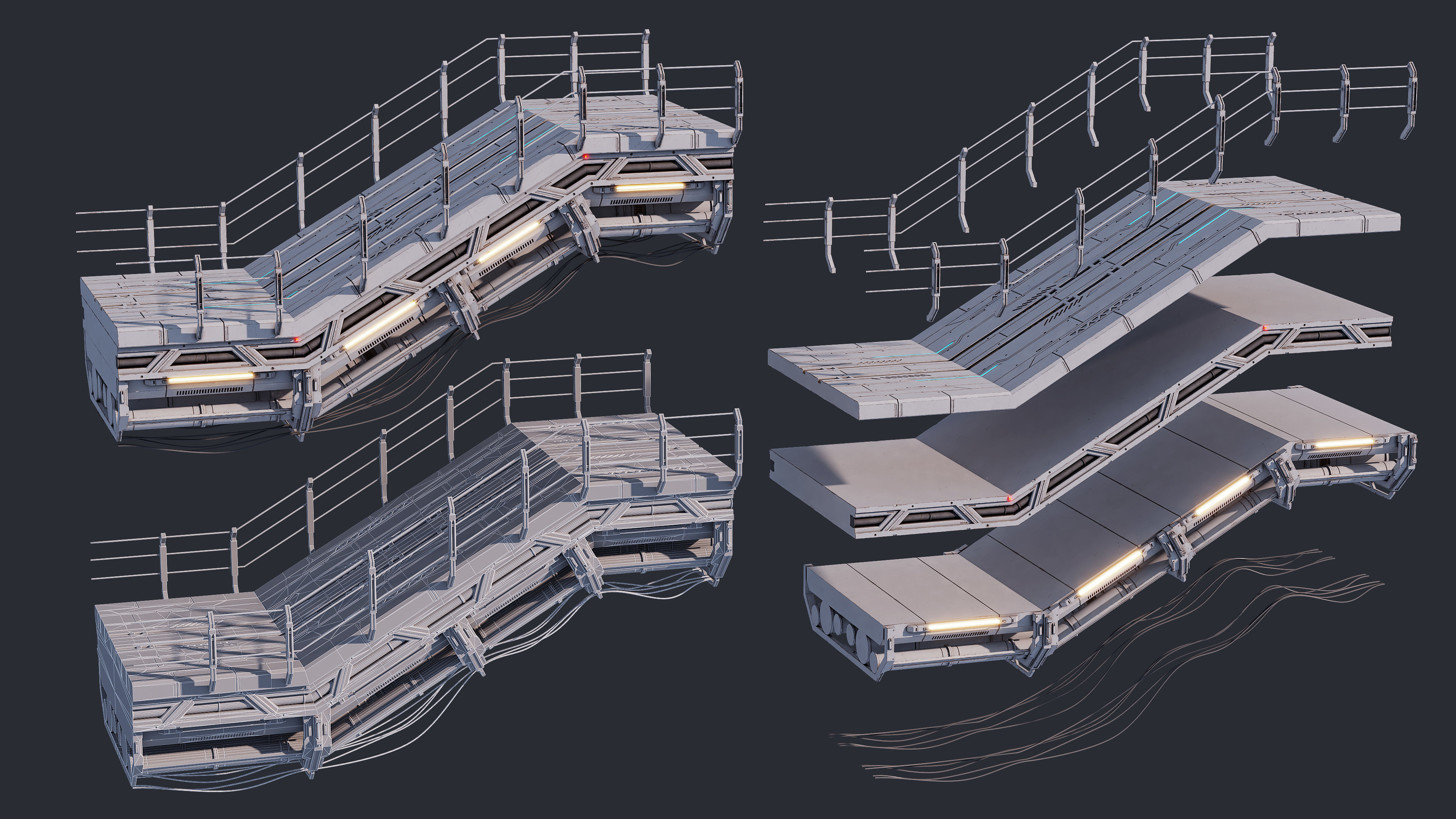 Sci-Fi Road Bridge Kitbash Vol 01 Low-poly 3D model_8