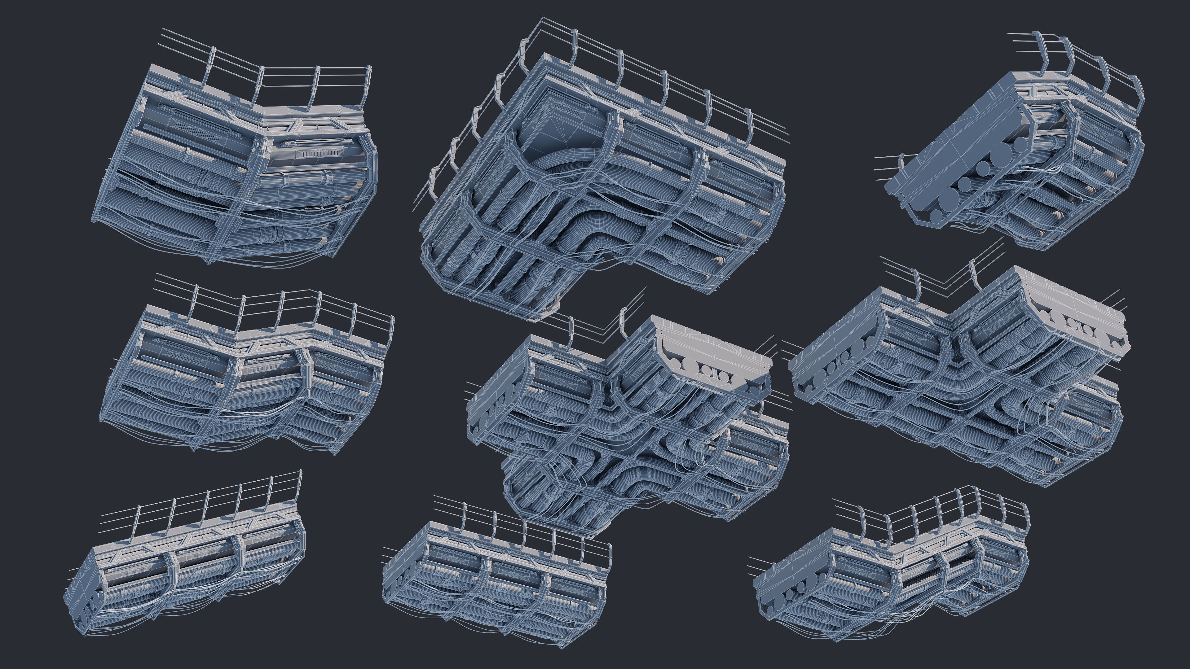 Sci-Fi Road Bridge Kitbash Vol 01 Low-poly 3D model_6