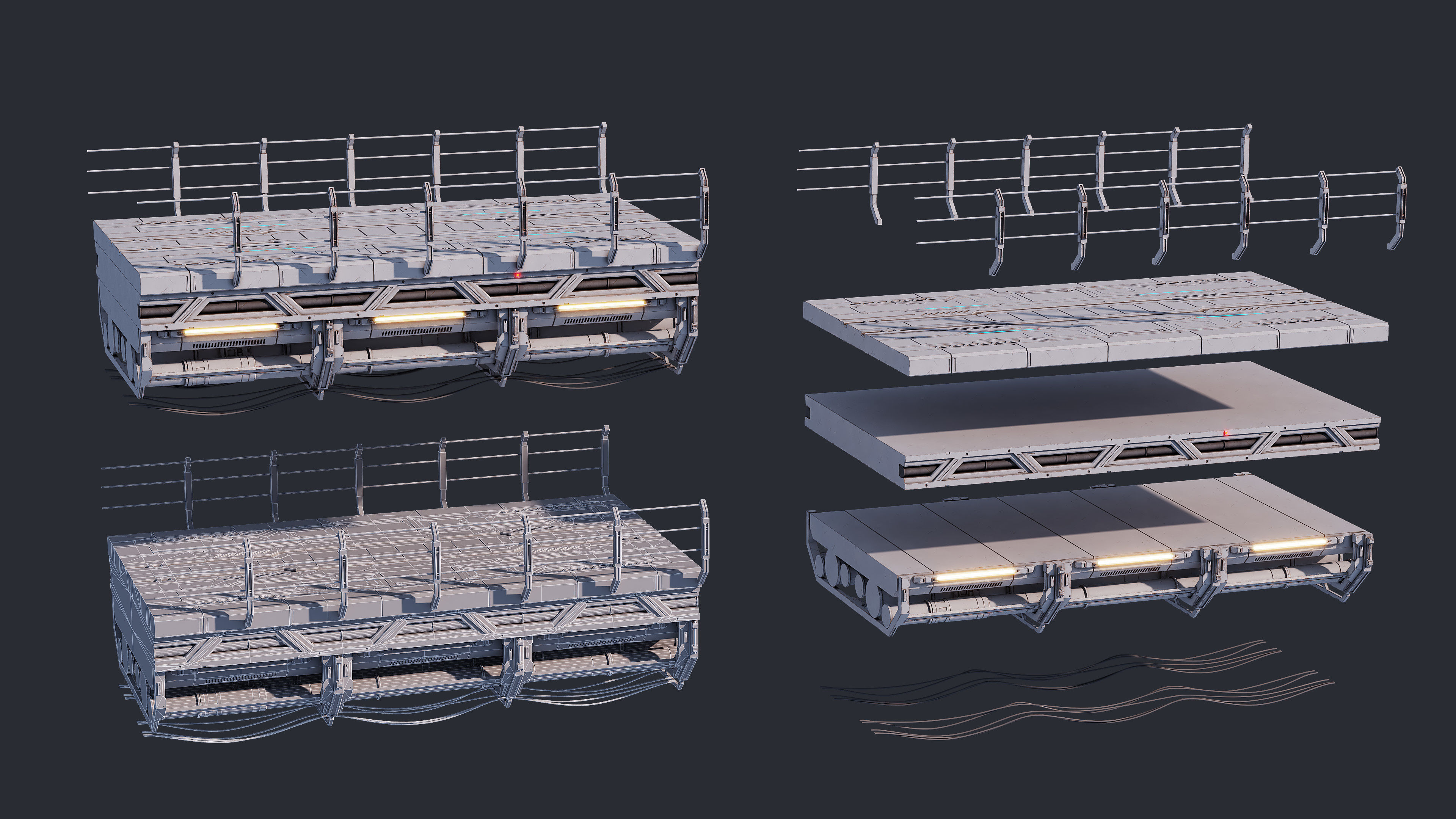 Sci-Fi Road Bridge Kitbash Vol 01 Low-poly 3D model_7