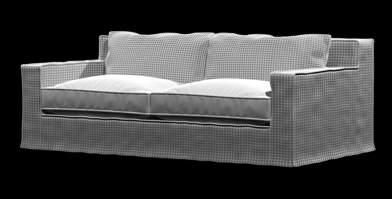 restoration hardware beige capri slipcovered sofa 3D model_2