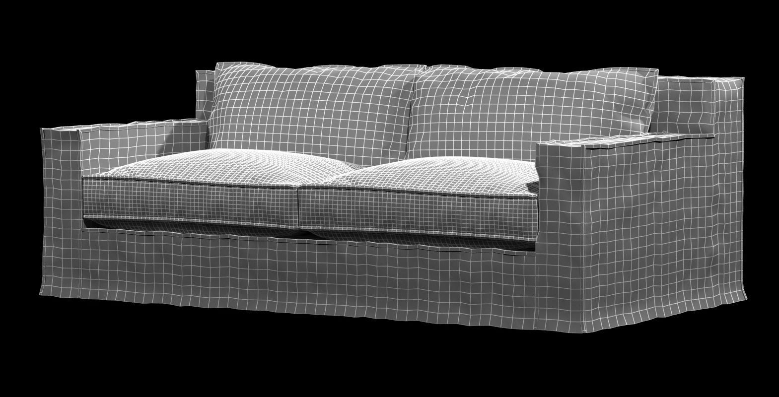 restoration hardware beige capri slipcovered sofa 3D model_4