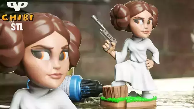 Princess Leia Chibi STL for 3D Printing ChibiSTL 3DXM
