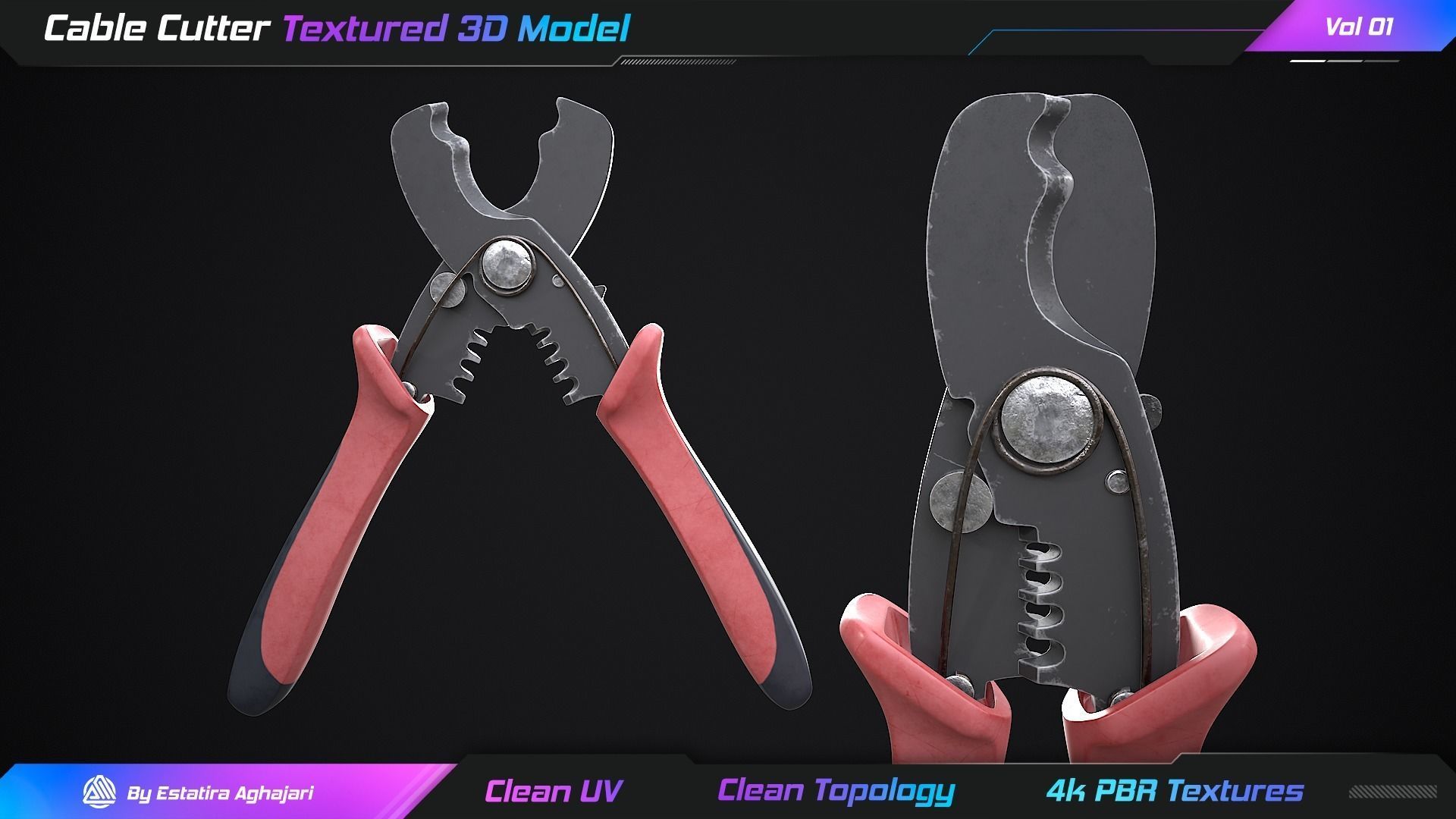 Cable Cutter Low-poly 3D model_3