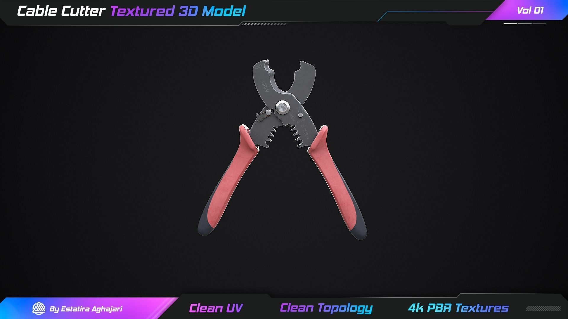 Cable Cutter Low-poly 3D model_2