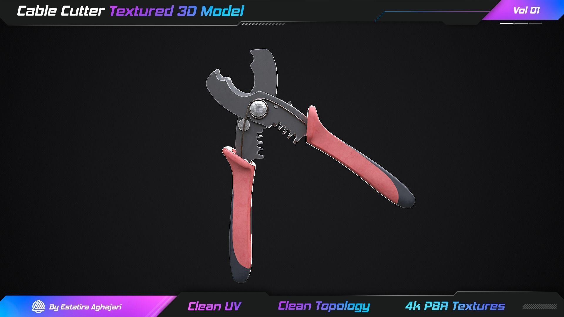 Cable Cutter Low-poly 3D model_7