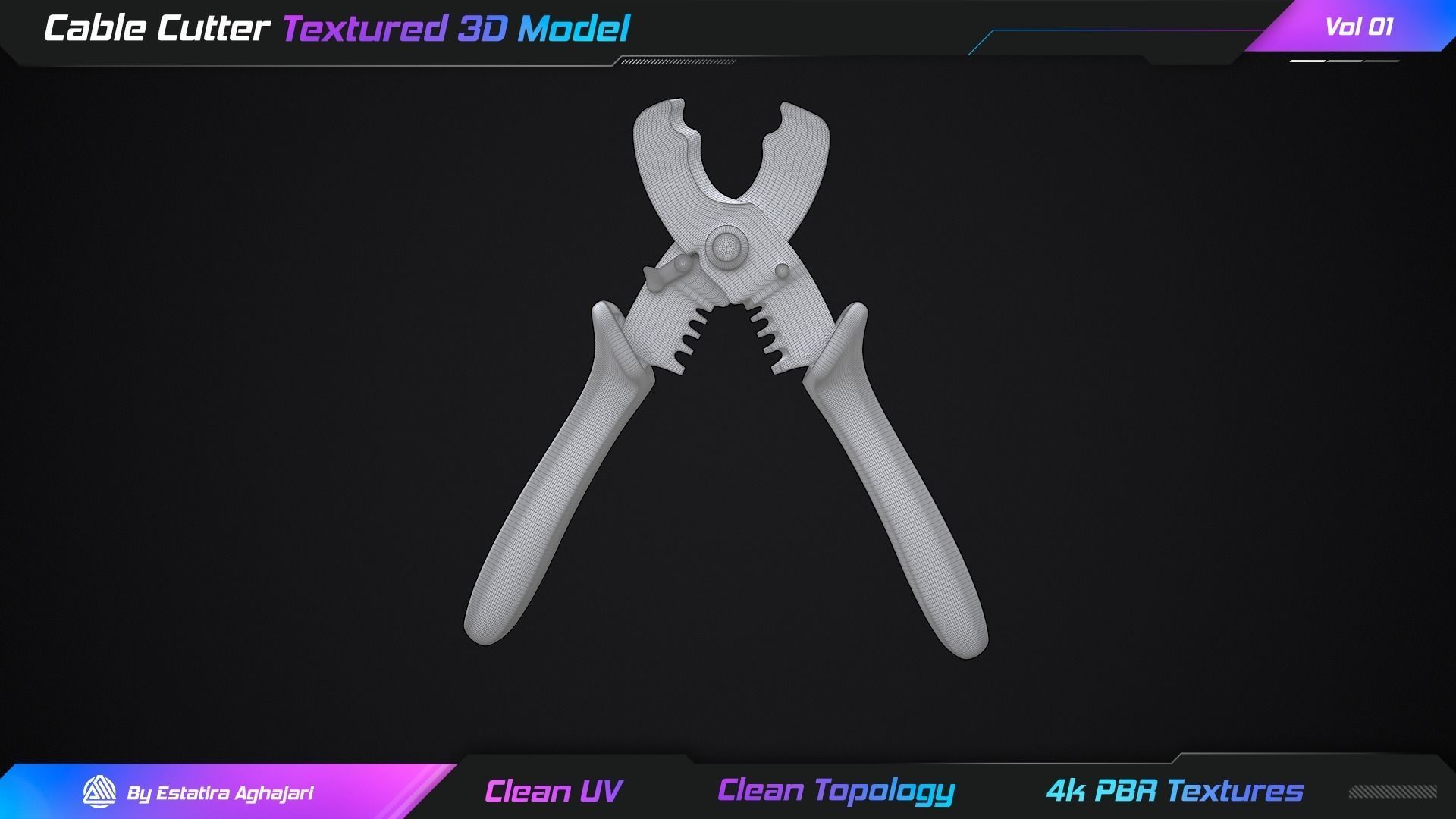 Cable Cutter Low-poly 3D model_11