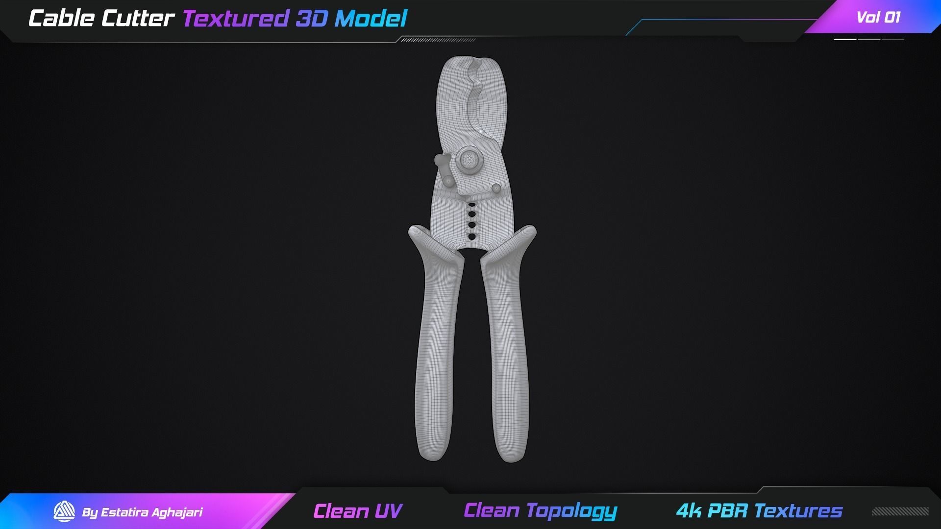 Cable Cutter Low-poly 3D model_13