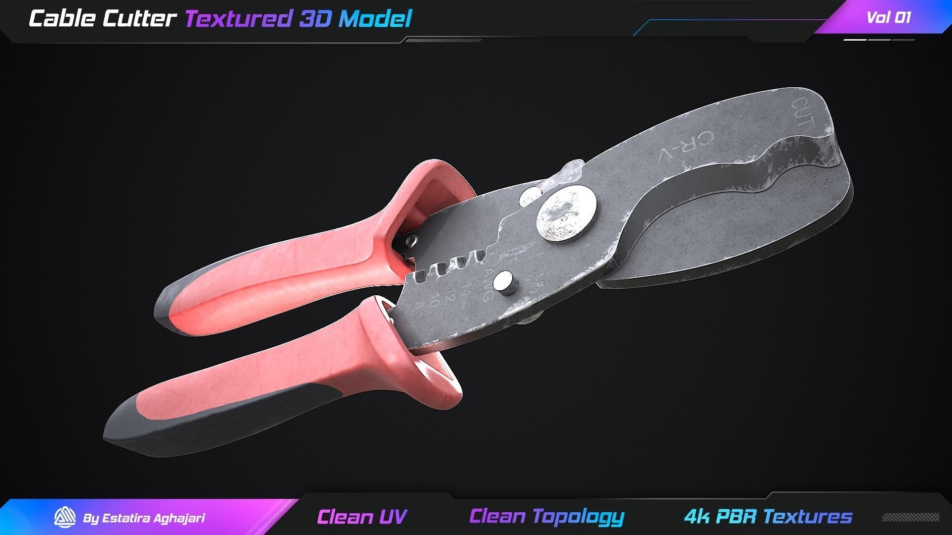 Cable Cutter Low-poly 3D model_9