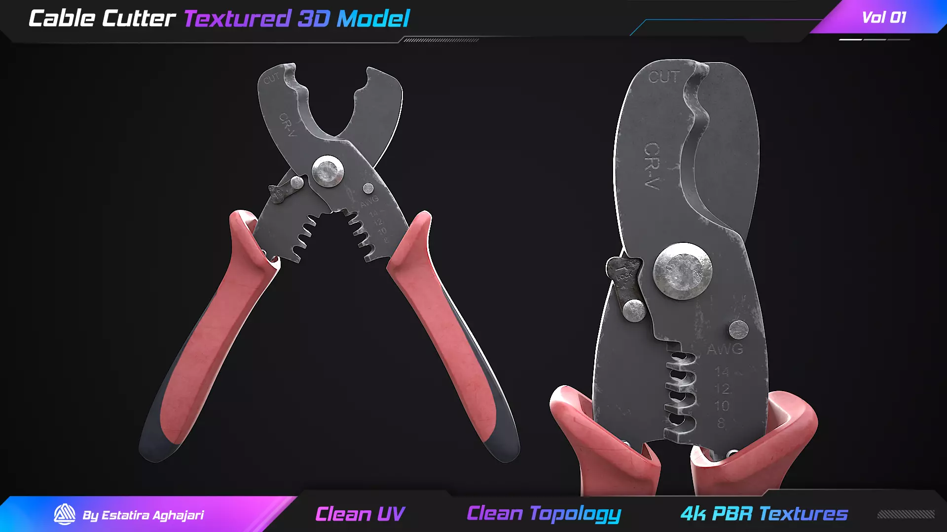 Cable Cutter Low-poly 3D model_0