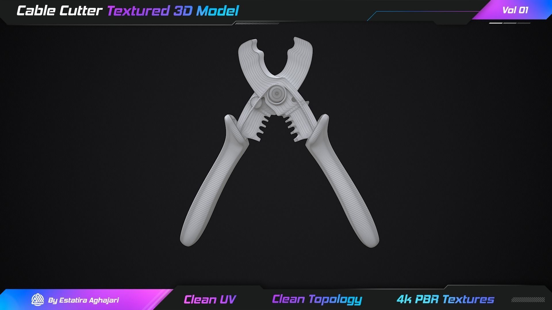 Cable Cutter Low-poly 3D model_10