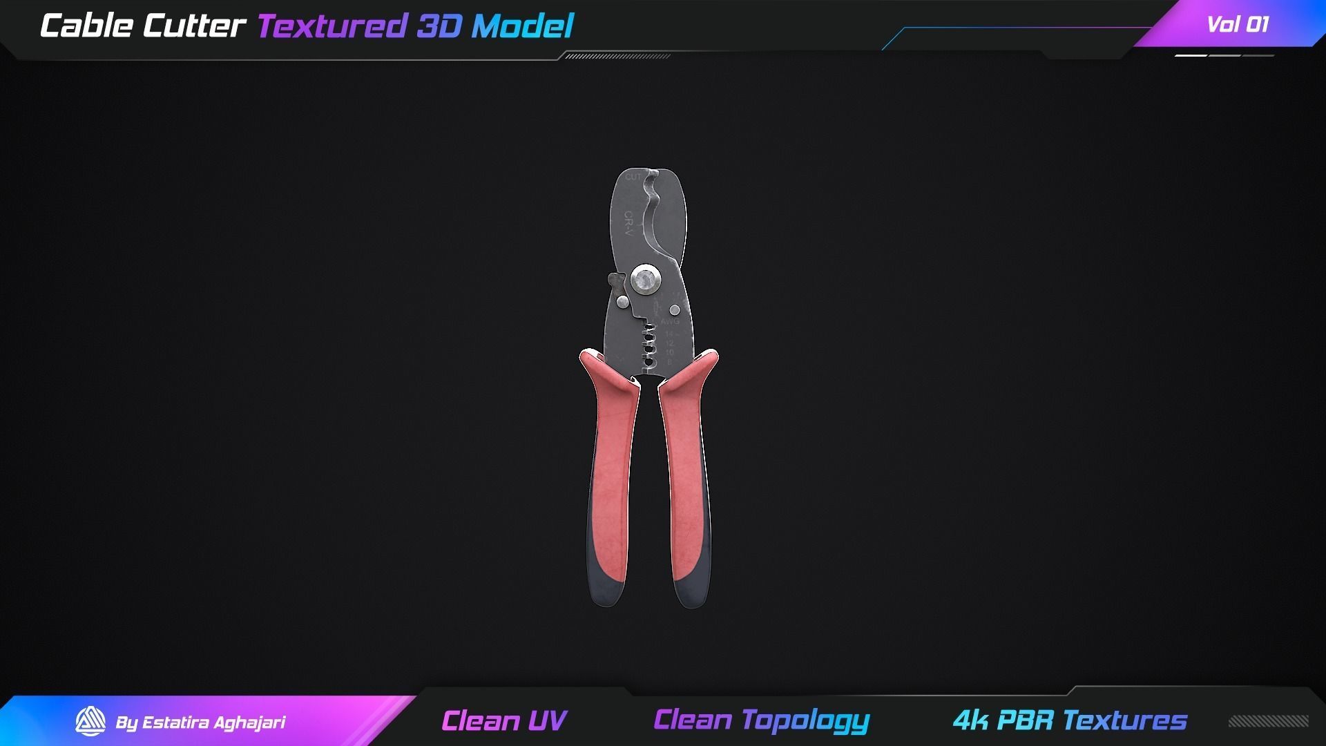 Cable Cutter Low-poly 3D model_1