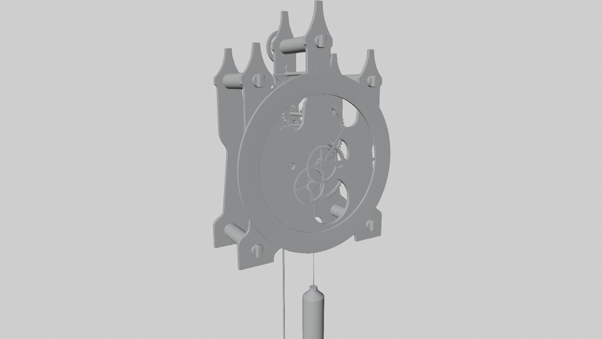 Wooden Wall Clock Open Case Design 3D model_6