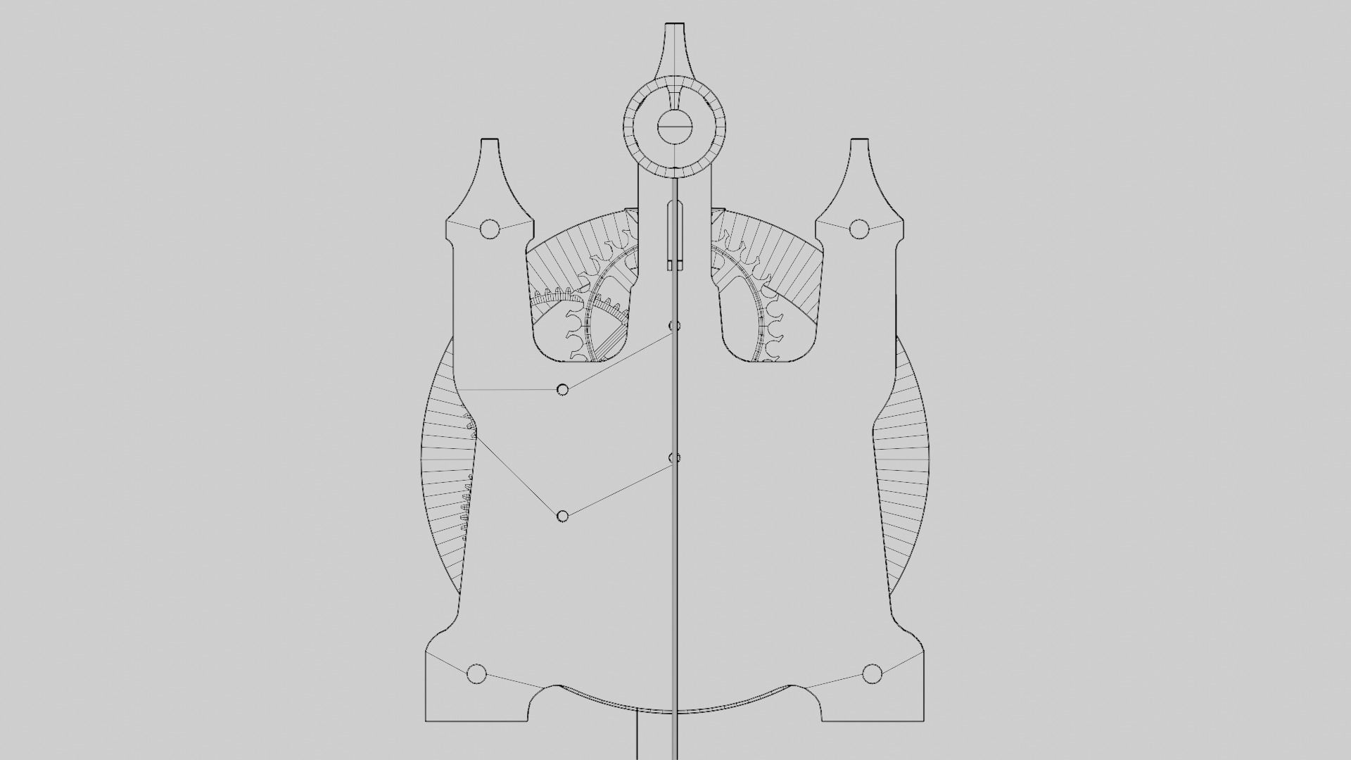 Wooden Wall Clock Open Case Design 3D model_15