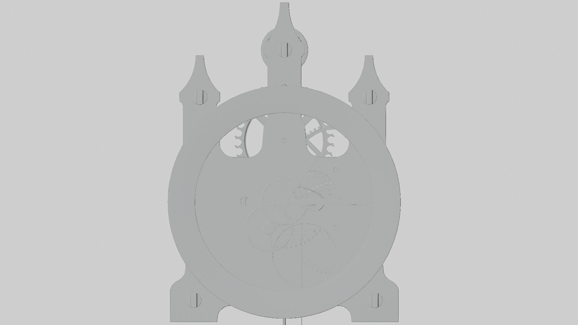 Wooden Wall Clock Open Case Design 3D model_7