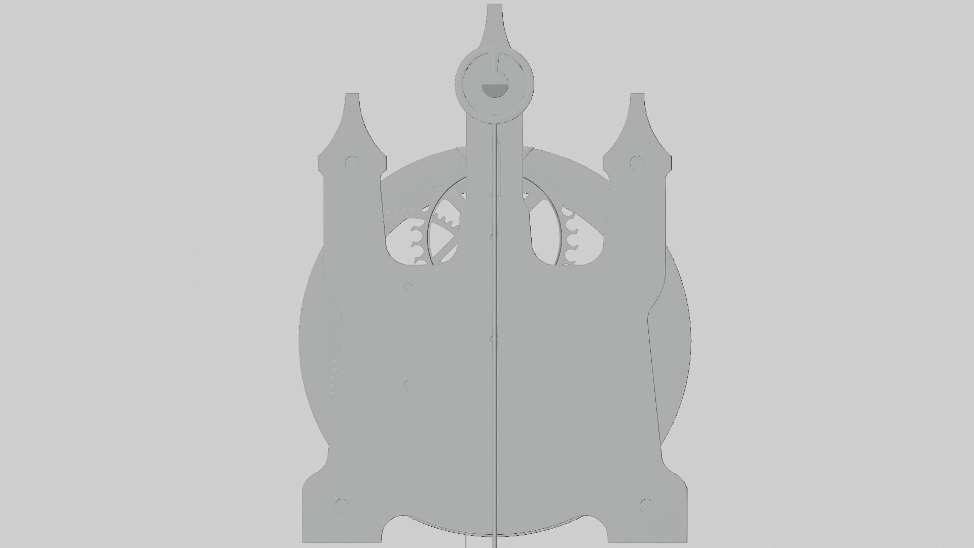 Wooden Wall Clock Open Case Design 3D model_8