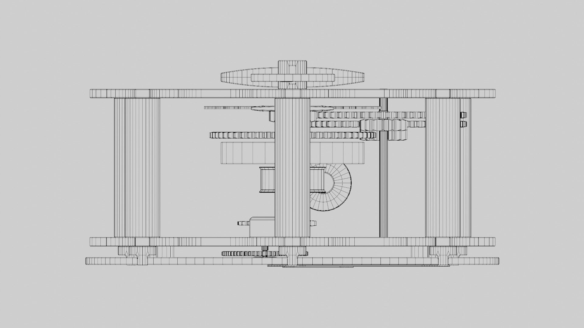 Wooden Wall Clock Open Case Design 3D model_16