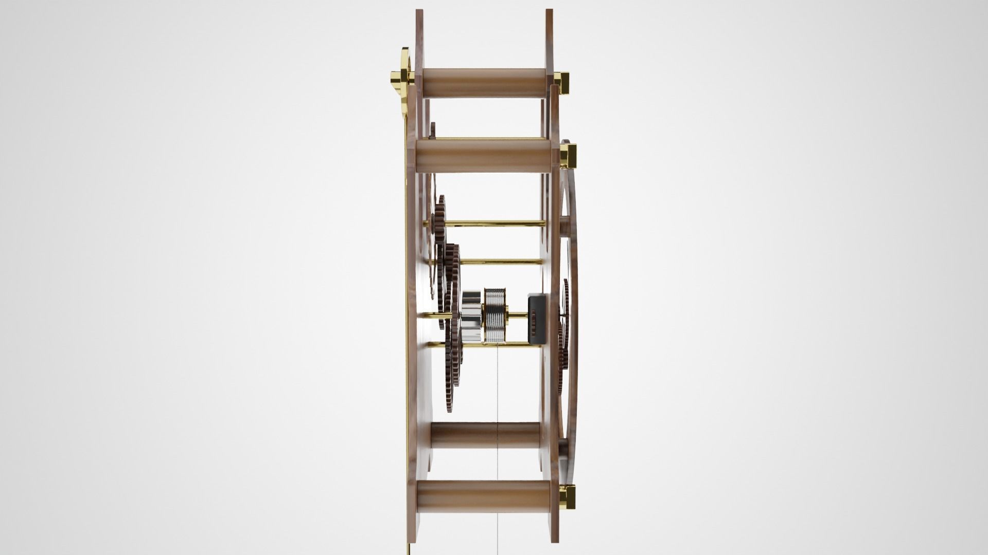 Wooden Wall Clock Open Case Design 3D model_4