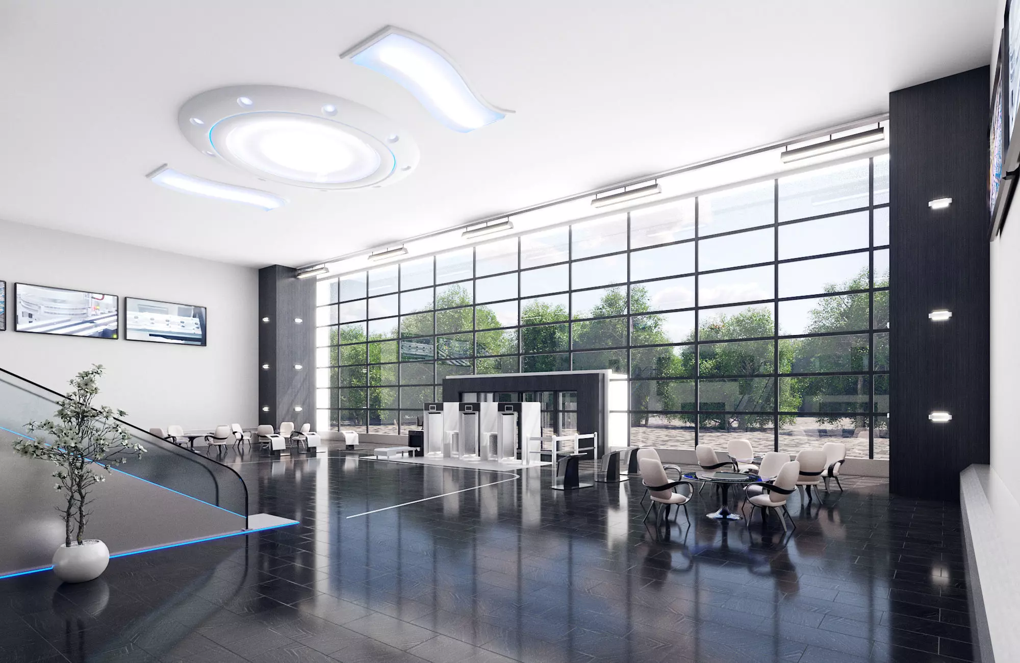 Business center lobby interior 3D model_0