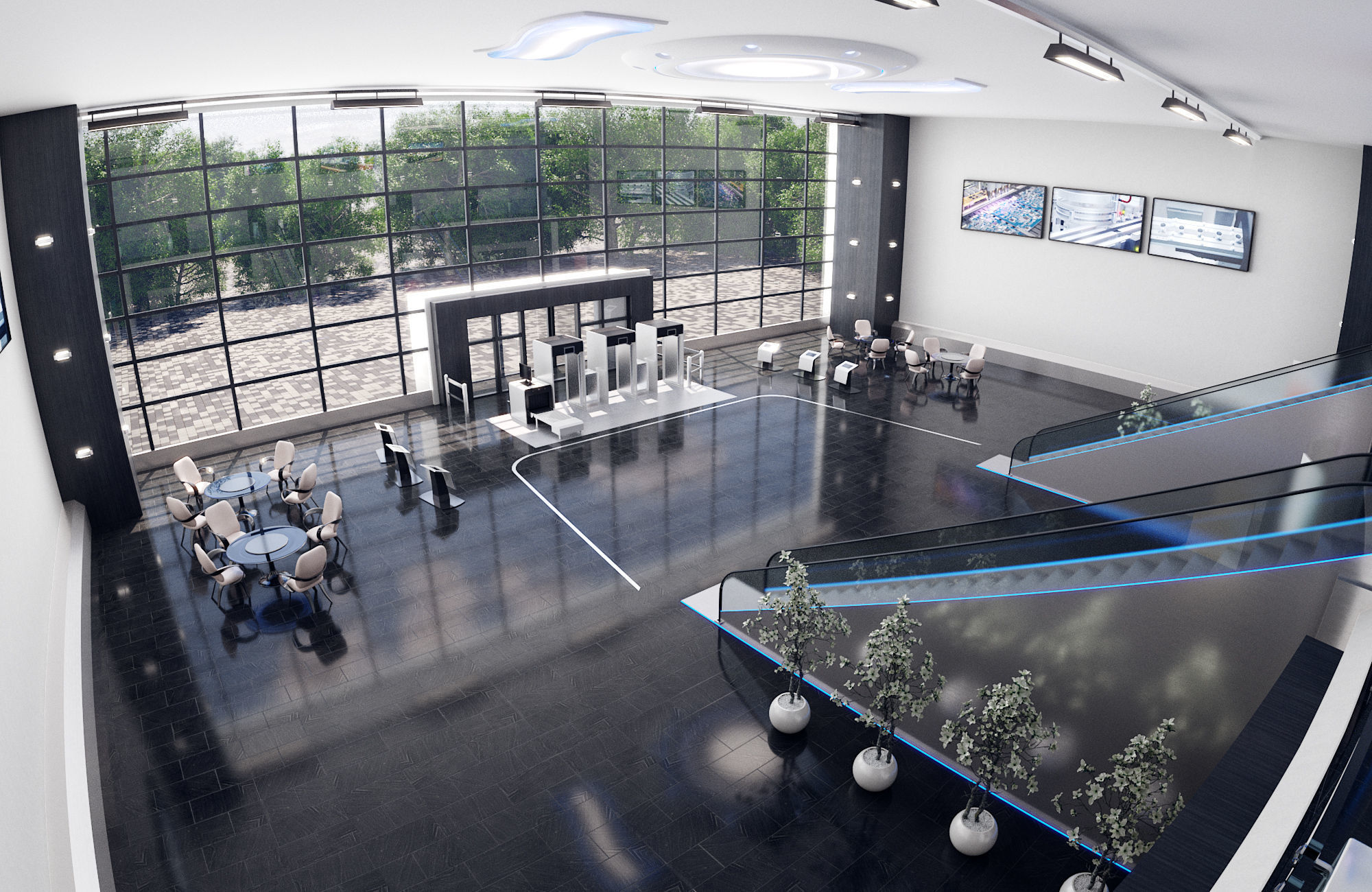 Business center lobby interior 3D model_1