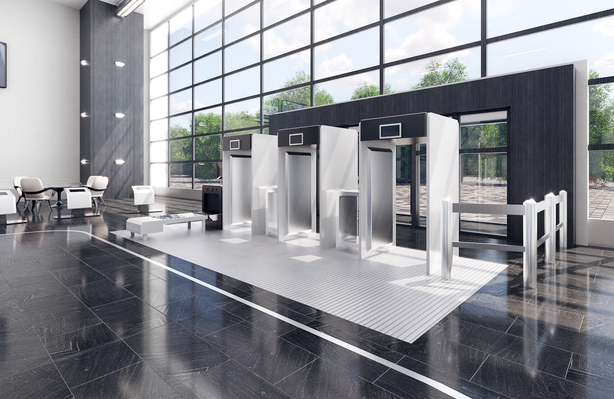 Business center lobby interior 3D model_2