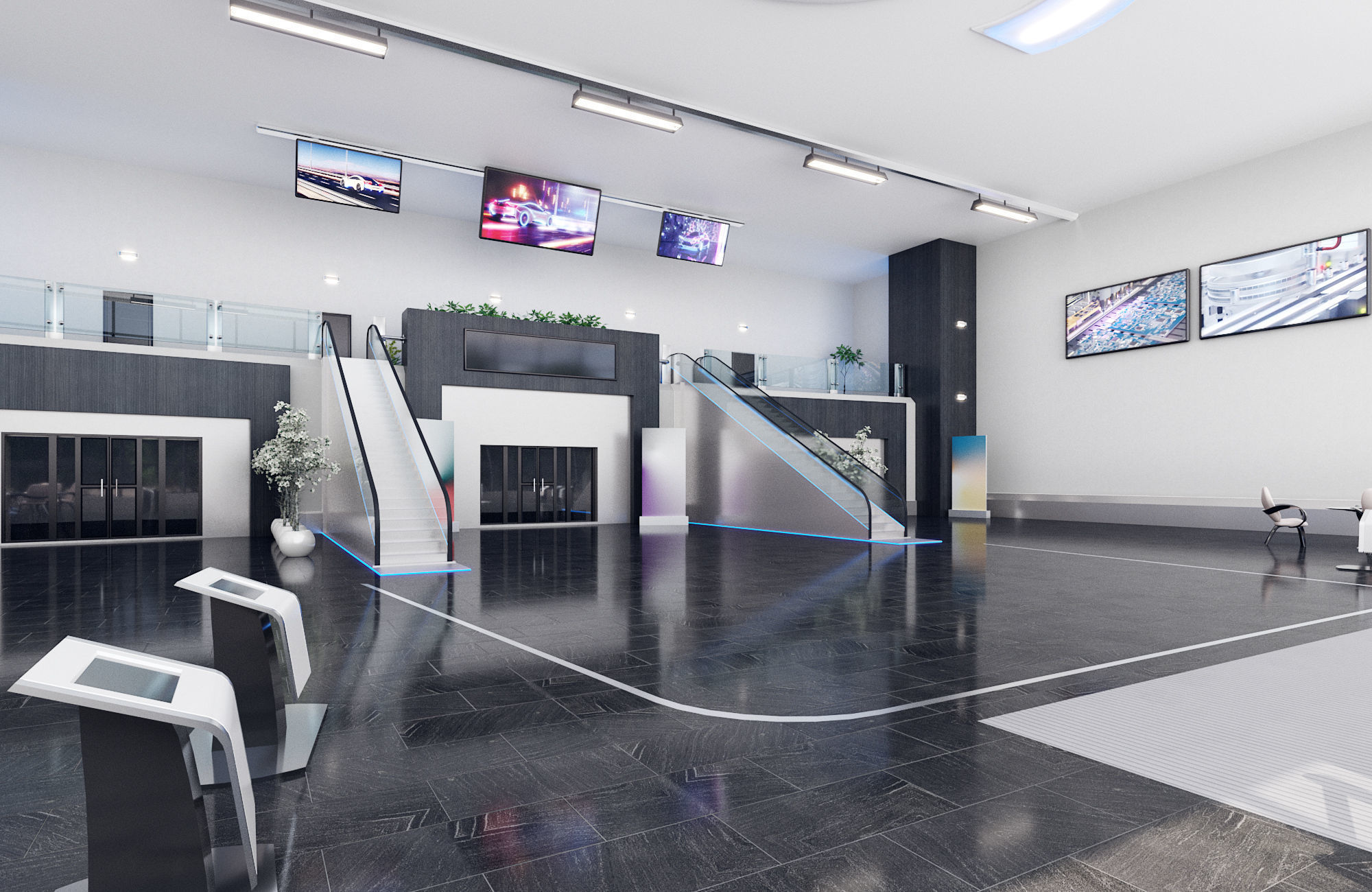 Business center lobby interior 3D model_4