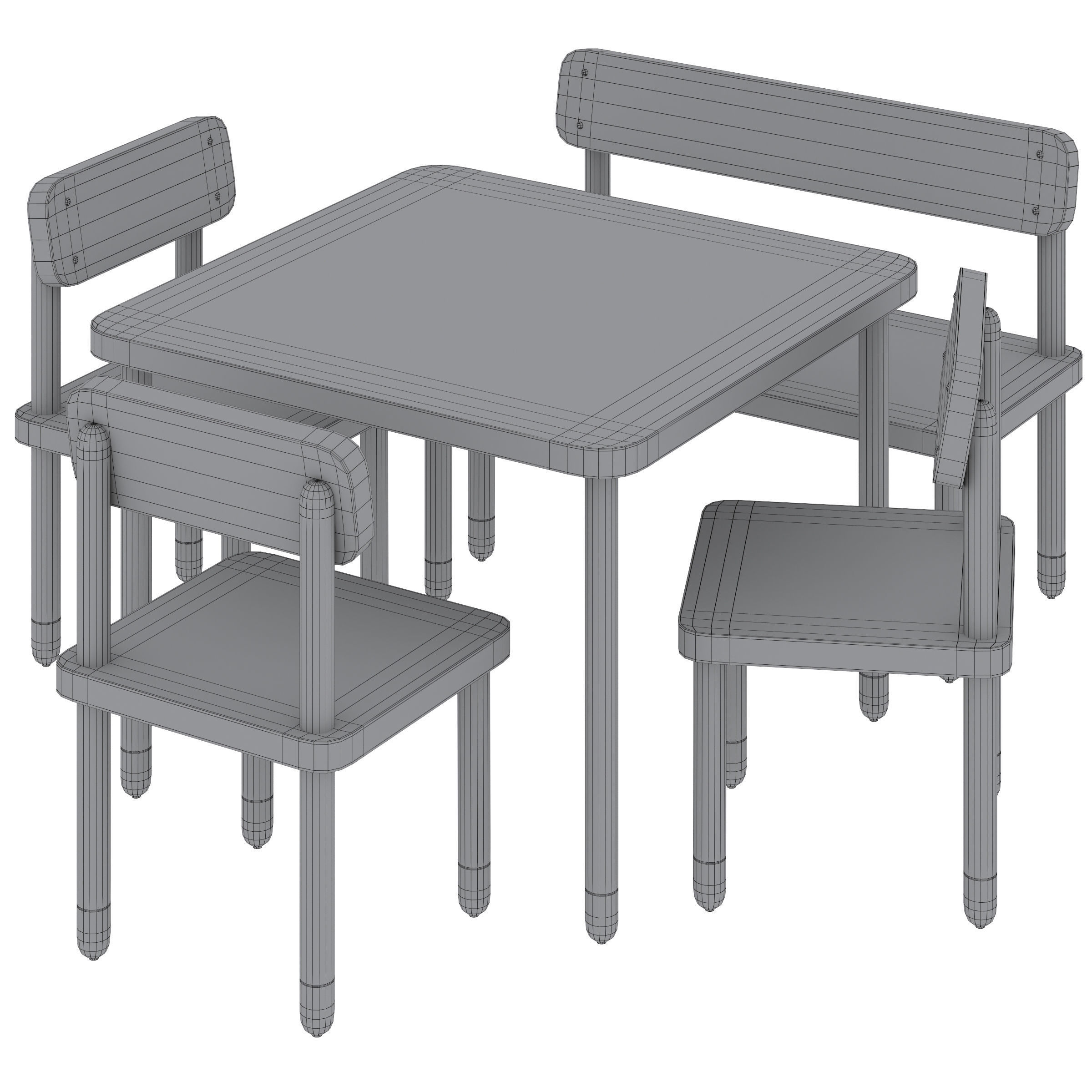 Children table and chairs 2 by Flexa 3D model_5