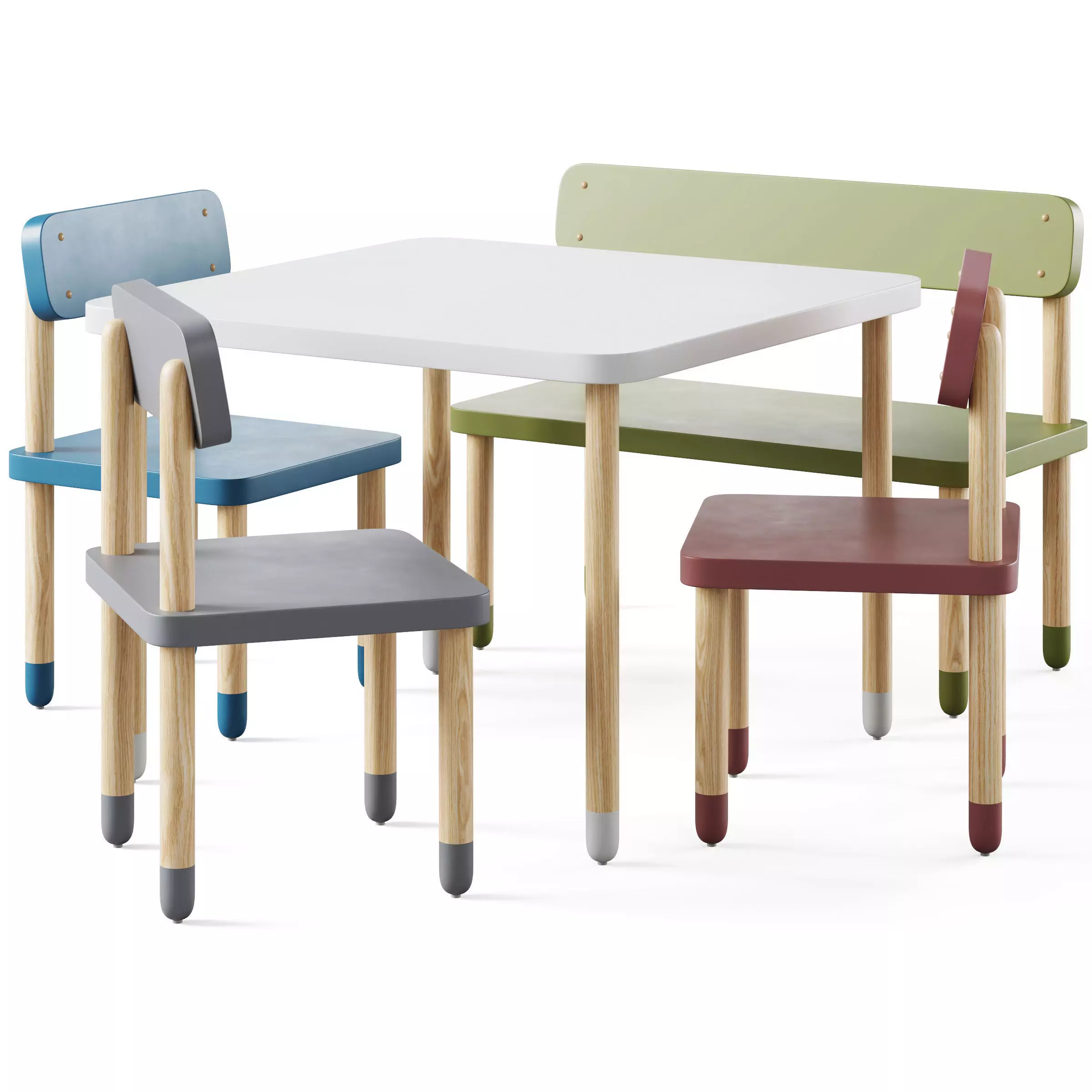 Children table and chairs 2 by Flexa 3D model_0