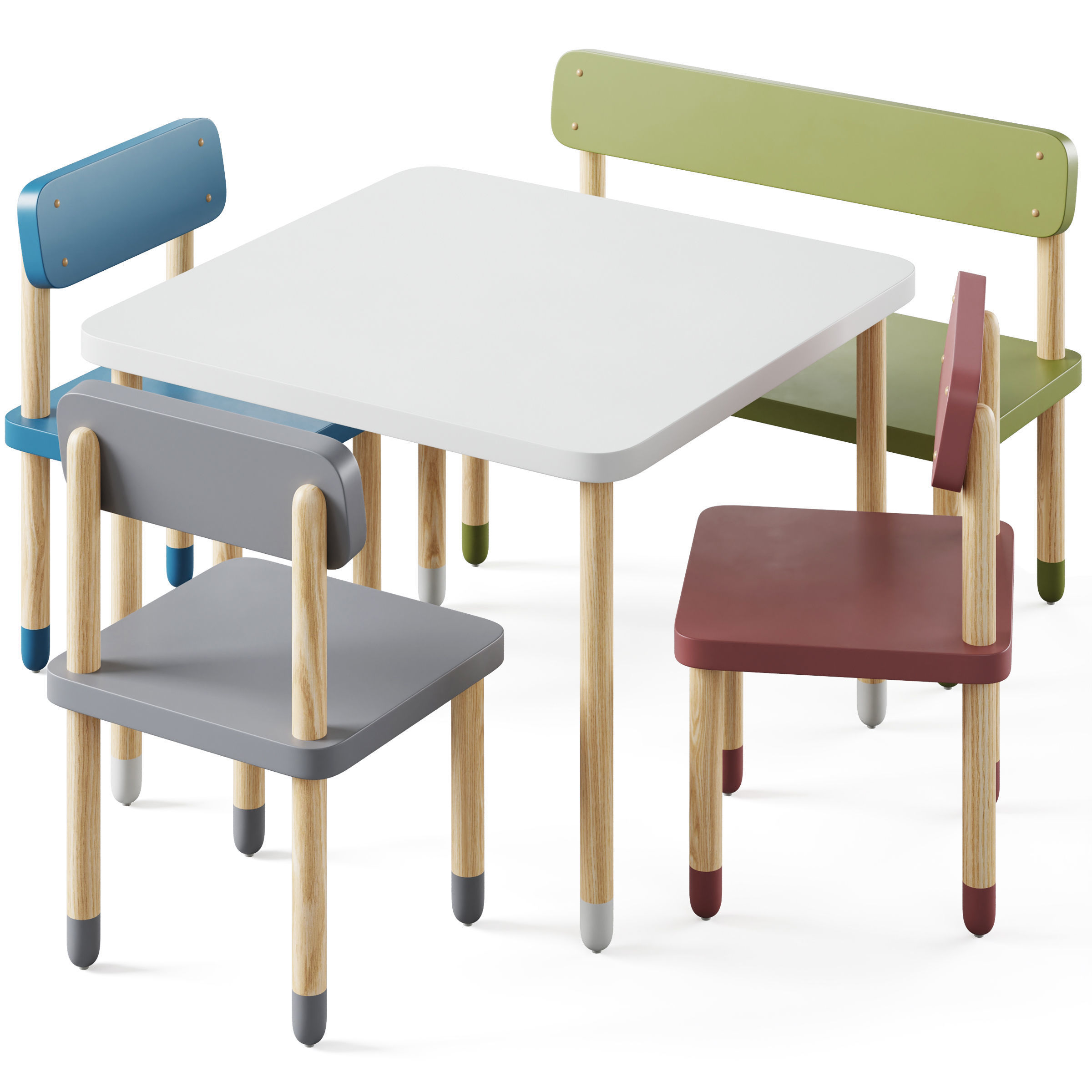 Children table and chairs 2 by Flexa 3D model_1