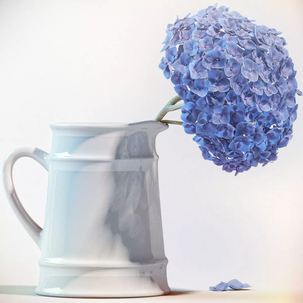 Flowers 5 hydrangea in jug 3D model