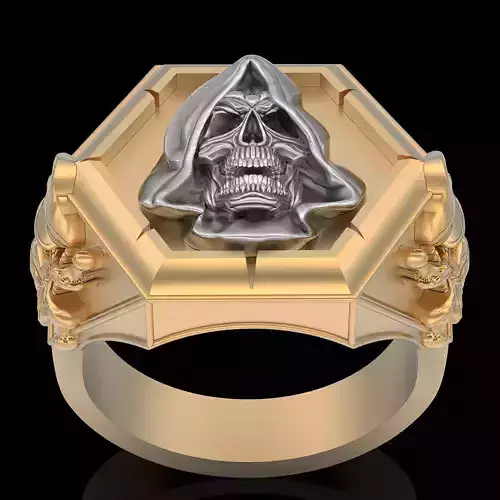 Gown skull ring silver gold printable jewelry 3D model