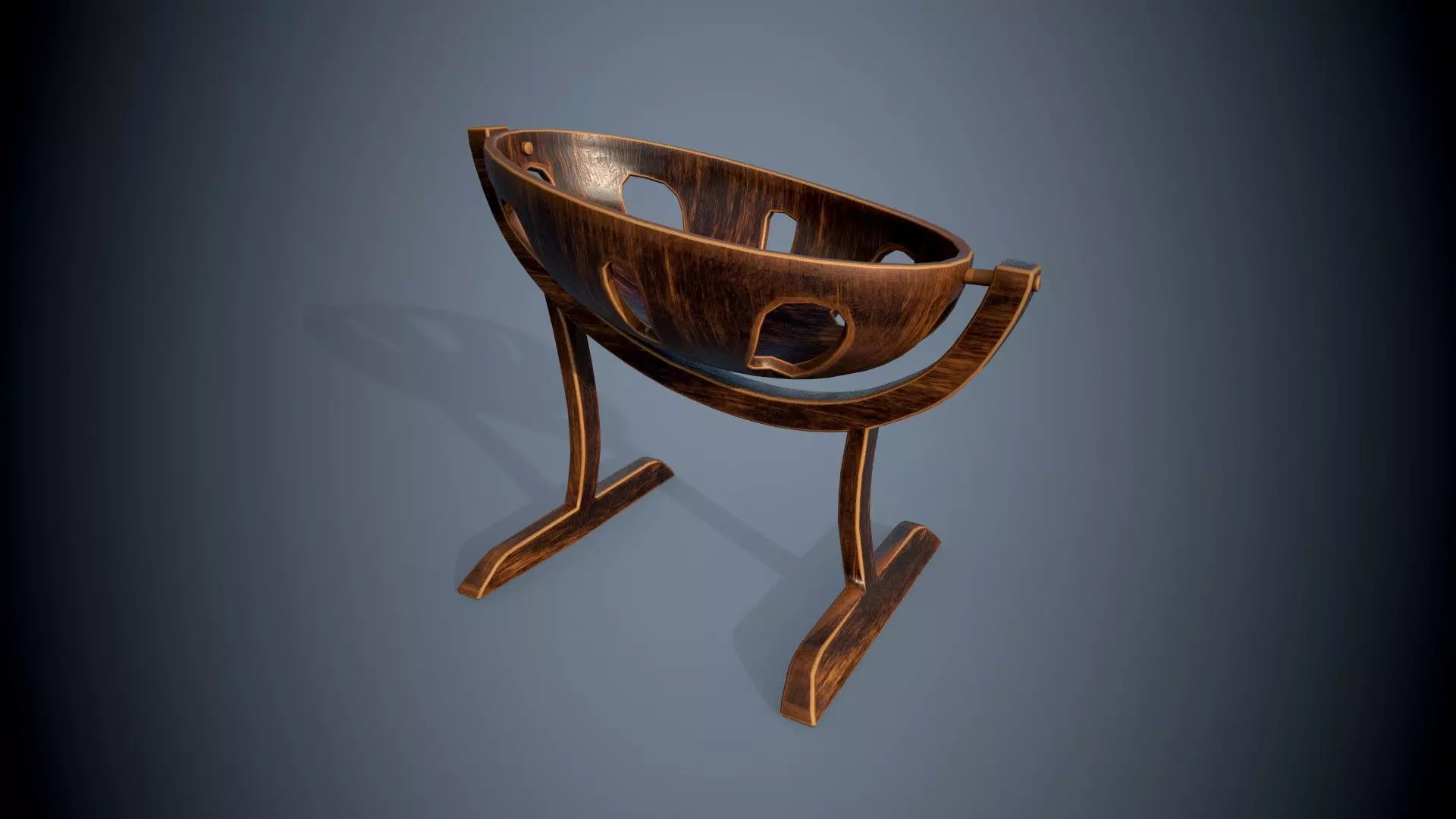 Stylized bed for a child PBR game ready Low-poly 3D model