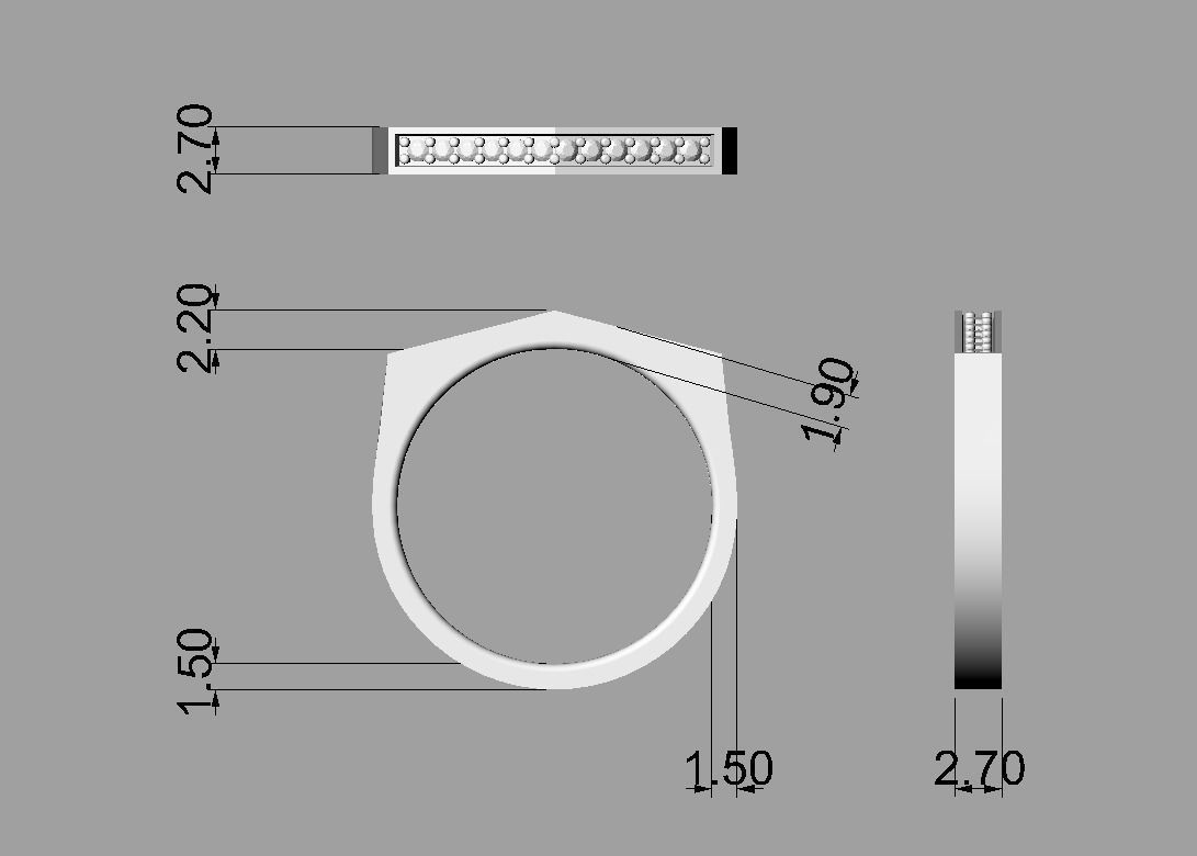 Angled Diamond Ring 3D print model_3